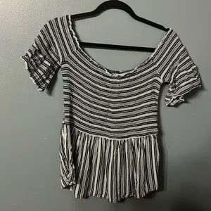 Maurice’s Striped Off The Shoulder Top thumbnail 1