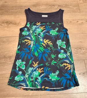 Columbia Tropical Floral Tank Top Dress‎ Blue Green Zip Front Athletic XSmall XS thumbnail 1