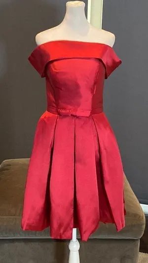 Women’s Off the Shoulder Short Red Prom Party Homecoming Dress CorsetBack Size 6 thumbnail 1