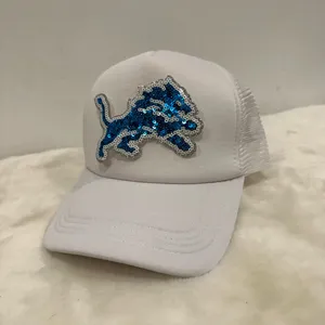 NFL Detroit Lions sequin trucker hat! Glitter bling sparkle baseball hat! thumbnail 2