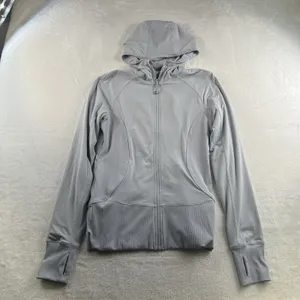 Lululemon Sz 10 In Flux Jacket Dance Studio Reversible Hooded Silver Fox Stretch thumbnail 13