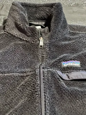 Womens M Patagonia Re-Tool Full Zip Fleece Jacket-Black High Pile Fuzzy Zippered thumbnail 5