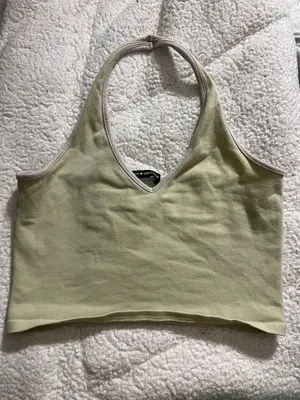 Brandy Melville Lime Green Halter Crop Tank thumbnail 1