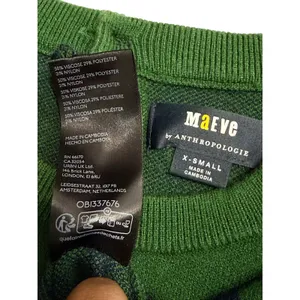 Maeve By Anthropologie Harmon Sweater Tee Green-Blue Stripes Short Sleeve Sz XS thumbnail 3