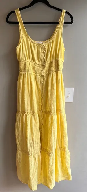 American Eagle Yellow Tiered Smocked Dress Size Medium thumbnail 1