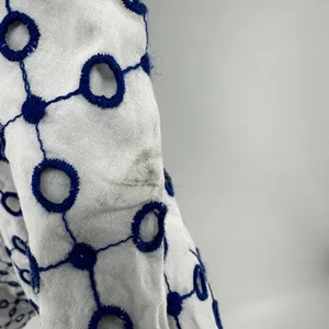 Alexis Target Dot Tulip Sleeve Embroidered Shirtdress Eyelet Belted White Blue thumbnail 7