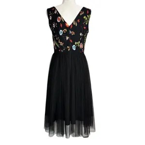 Vissavi Vintage Y2K 8 Tulle Illusion Mesh Dress Embroidered Floral Semi Formal‎ thumbnail 5
