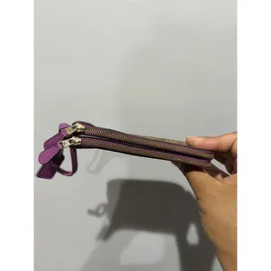 Coach Double Zip Large Wristlet Khaki /purple Signature P thumbnail 3