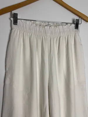 Abercrombie & Fitch White Linen Blend Pull On Wide Leg Pants Size Small thumbnail 2