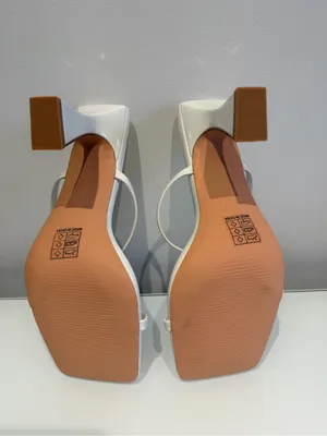 Amazon White Strapped Block Heels NWOT thumbnail 5