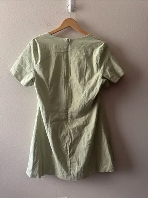 NWT Abercrombie Short Sleeve Skimming Square Neck Short Mini Dress green XL thumbnail 3