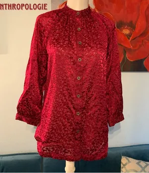 Anthropologie Women's Button Front Sheer Blouse Top Shirt XS X-small EUC thumbnail 1
