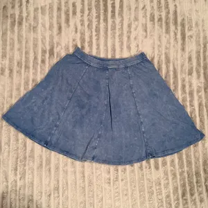 Abercrombie & Fitch Blue Acid Wash Skater‎ Skirt Womens Med Elastic Waist Flare thumbnail 2