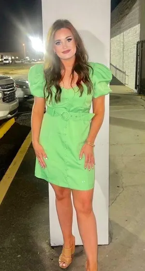Milk and Honey Green Cocktail Dress Puff Sleeves thumbnail 1