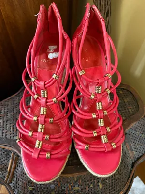 Isola Bright Pink Strappy Espadrille Wedge Sandals thumbnail 3