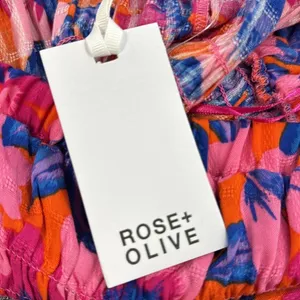 Rose & Olive NWT Pink Floral Print Smocked Wide Ruffle Strap Top Size Small thumbnail 9