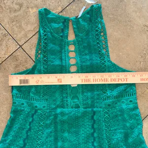 Free People‎ Green Lace Eyelet Cutout Fit Flare Mini Dress Women's Size 8 NWOT thumbnail 14