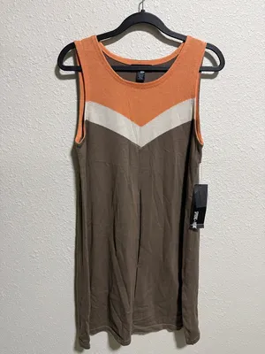 Spring + Mercer Womens L Pima Cotton Colorblock Chevron Sleeveless Sweater Dress thumbnail 2