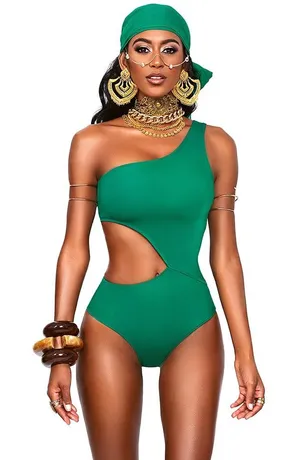 B Fyne New One Shoulder Green Swimsuit Swimwear Beach Pool Emerald green‎ NWOT thumbnail 1