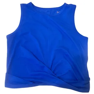 Lilly Pulitzer Luxletic Tank Top Women M Blue Excellence Twist Hem thumbnail 2