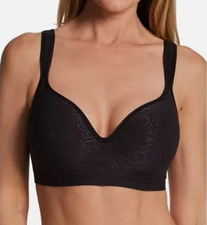 Bali Size 36DD Comfort Revolution Wire-Free Lined Bra - Black Swirl Style #3463 thumbnail 1