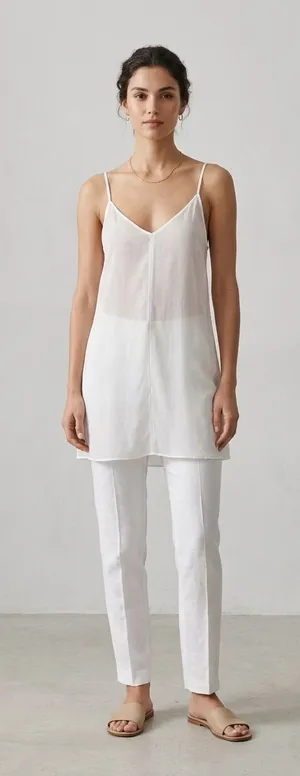 NWT Exquisite Free People V-Neck Mini Cami Tunic Off white S thumbnail 1