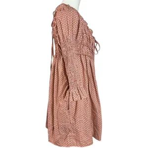Free People Retro 70s Babydoll Star Dip Mini Dress in Red Combo Size Medium thumbnail 8