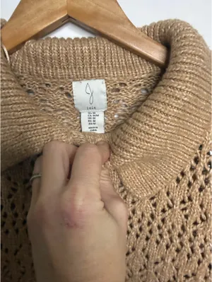 Joie tan knit button down knitted sweater cardigan w/ collar sz M thumbnail 3