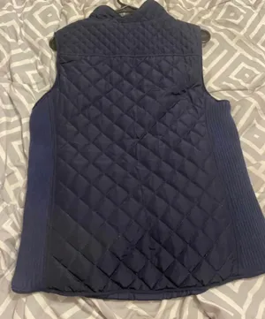 Francesca’s Navy Blue Quilted Gold Zipper Vest thumbnail 2