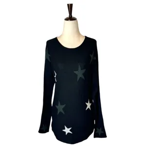Rachel Zoe‎ Sweater Women Small Black Rayon Cashmere Blend Start Print Pullover thumbnail 2