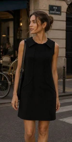 Carolina Herrera Black Collared Knit Dress Size 12 Mod 60's thumbnail 1