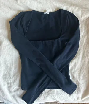 Garage Navy Long Sleeve Square Neck Top thumbnail 1