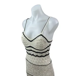 Zara Women's Geometric Crochet Knit Sleeveless Midi Cami Tank Bodycon Dress Sz M thumbnail 2