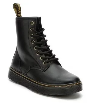 DR. MARTENS Boots ZAVALA COMBAT BOOT black leather lace up moto grunge Platform thumbnail 1