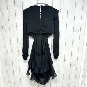 ASOS Dress Women Size 6 Mini‎ Laced Open Black Pleated Ruffled Black Summer thumbnail 8