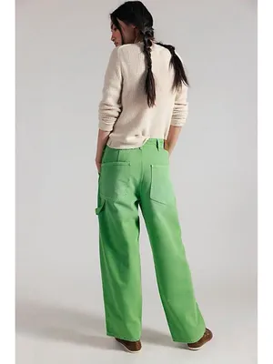We the Free Easton Workwear Low Rise Wide Leg Cargo Jeans in Bright Green 26 thumbnail 2
