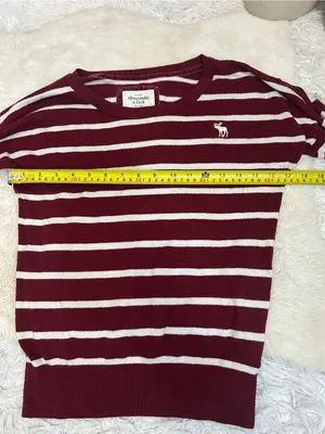 Abercrombie & Fitch Striped Crewneck burgundy Sweater Y2K vintage woman’s S thumbnail 9