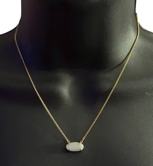 Luna Norte gold tone druzy quartz pendant necklace thumbnail 1