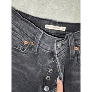 levis ribcage straight ankle black washed jeans 25x27 button fly thumbnail 4