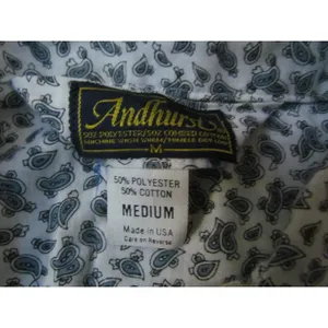 Vintage Andhurst Pajama Top Medium White Blue‎ Paisley Button Front Loungewear thumbnail 3