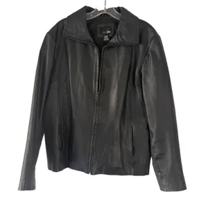 East 5th Women's Size XL Leather‎ Black Full Zip Moto Jacket thumbnail 1