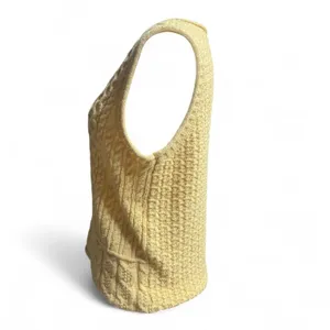Yellow Cable Knit V-Neck Sweater Vest Preppy Light Academia Small thumbnail 5
