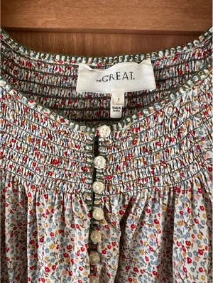The GREAT. The Honey Top in Cream Mini WildFlower Print Women’s size 1 Small thumbnail 7