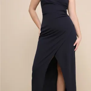 Lulu's Elegant Navy Wrap Maxi Dress thumbnail 2