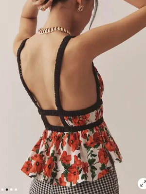 Maeve by Anthropologie Ditali Open-Back Tank Top poppies sz M new NWT thumbnail 2