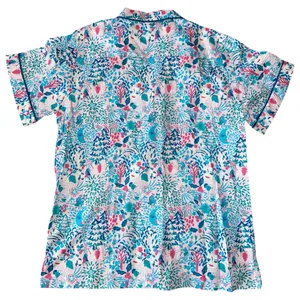 Roller Rabbit Women’s Sz L Pink Floral Winter Bari Print Short Sleeve Pajama Top thumbnail 2