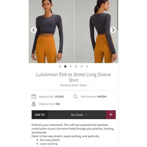 Lululemon Ebb to Street Long Sleeve Shirt Rainbow Multi / Black 8 women thumbnail 9