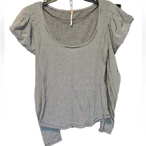 FREE‎ PEOPLE Puff Sleeve Penelope Long Sleeve Black Striped Top Size Small thumbnail 3