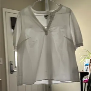 J. Crew White Boxy Polo T-Shirt thumbnail 2
