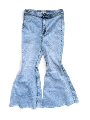 We The Free Just Float On Flare Jeans High Rise Bell Bottom Raw Hem 32x33 hippie thumbnail 3